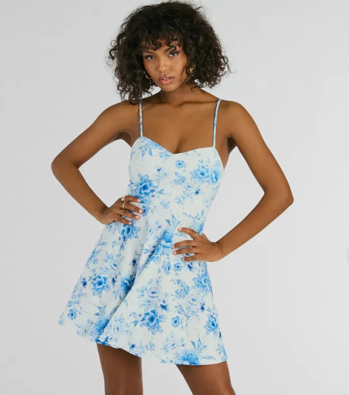 All About Floral Sweetheart Crepe Skater Dress sold by Windsor