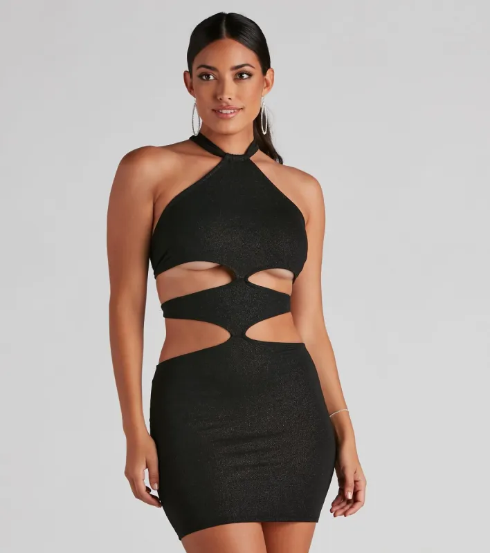 Show And Tell Glitter Halter Dress sold by Windsor