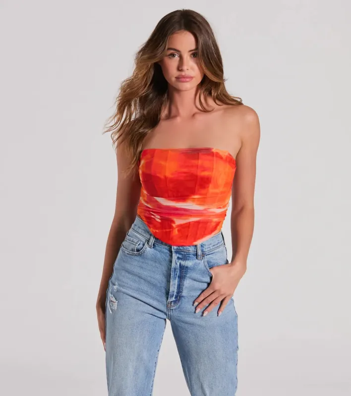 Constant Sensation Strapless Abstract Mesh Bustier sold by Windsor