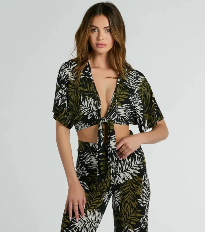 Living In The Palms Tie-Front Crop Top sold by Windsor