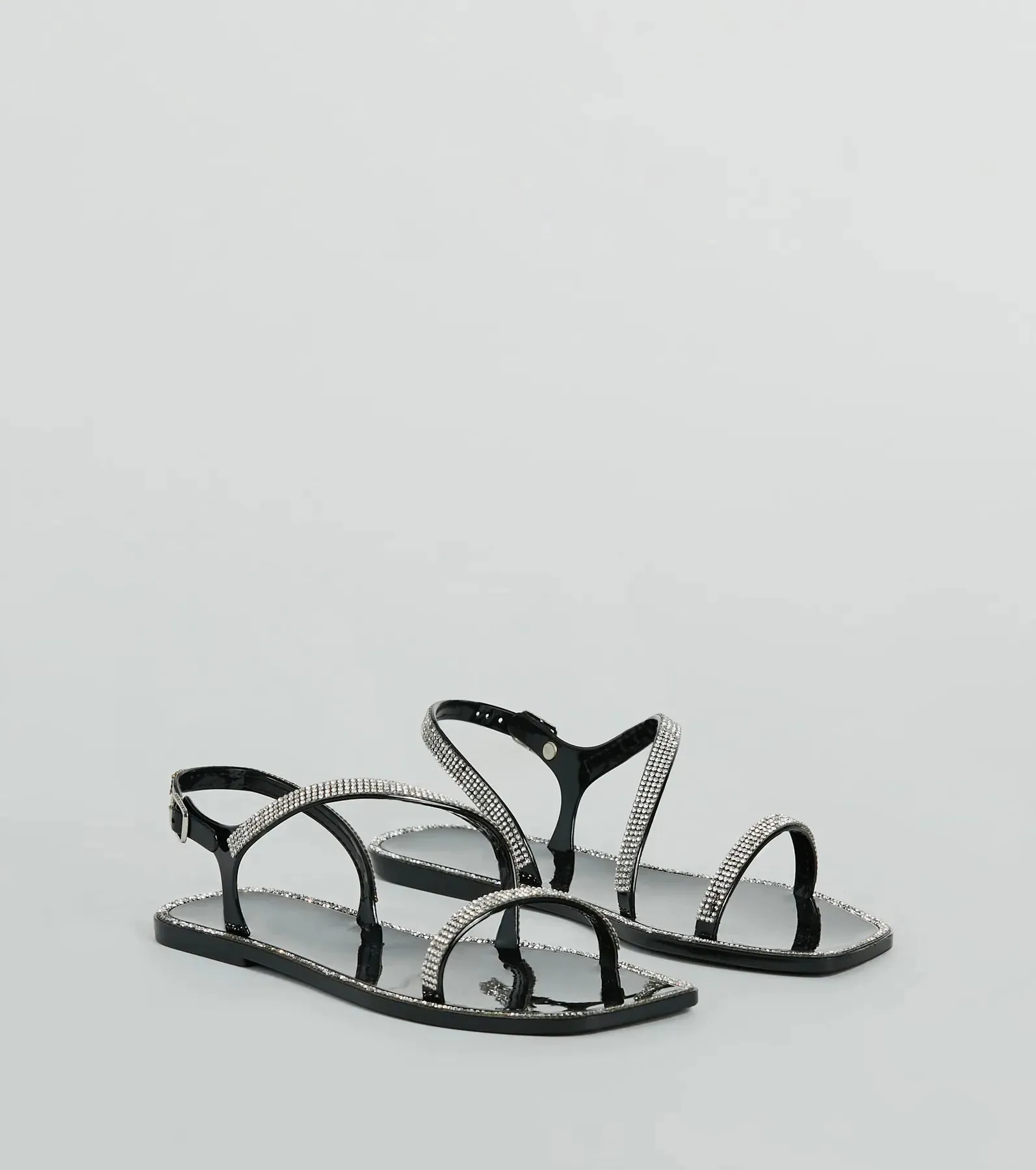 Glowing Up Rhinestone Flat Jelly Sandals sold by Windsor