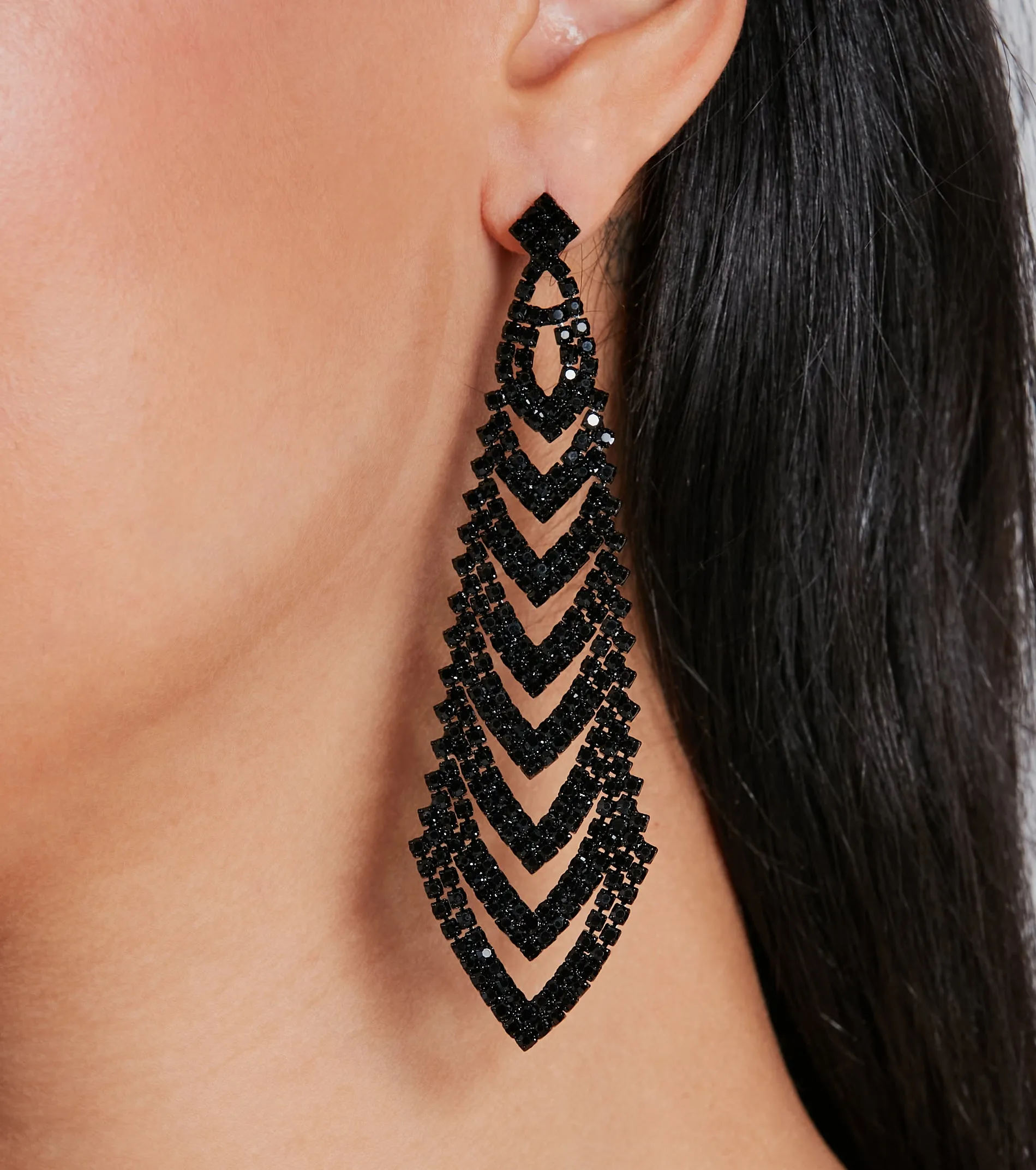 Enticing Beauty Rhinestone Long Drop Earrings sold by Windsor product image thumbnail 2