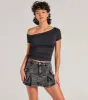 Channel Cute Mid-Rise Pleated Denim Mini Skirt sold by Windsor