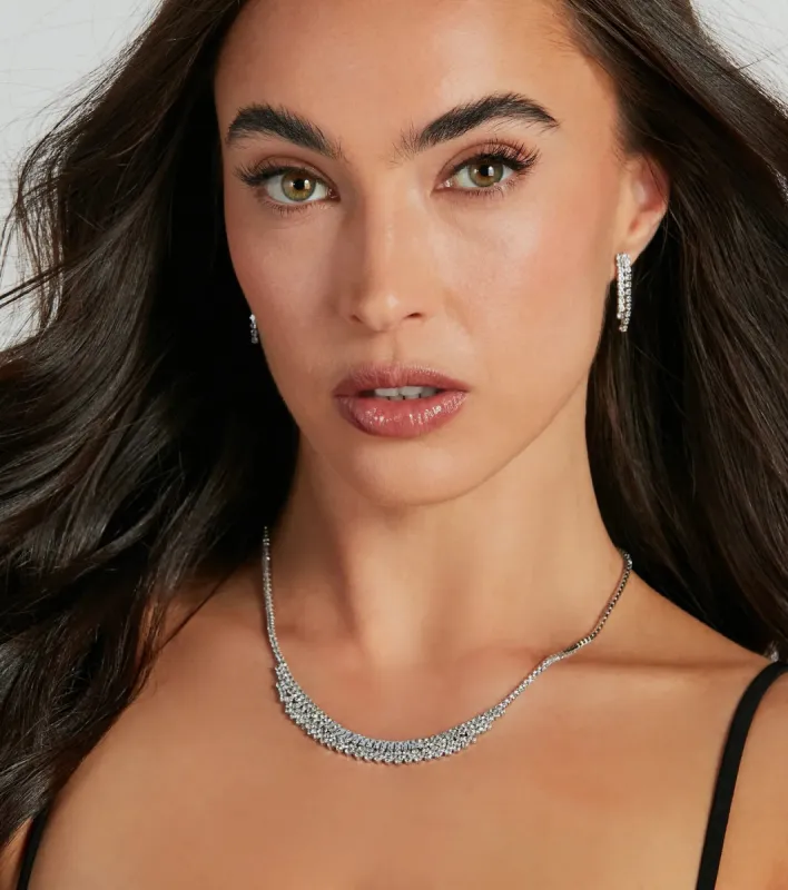 Posh Sparkle Rhinestone Necklace And Earrings Set sold by Windsor