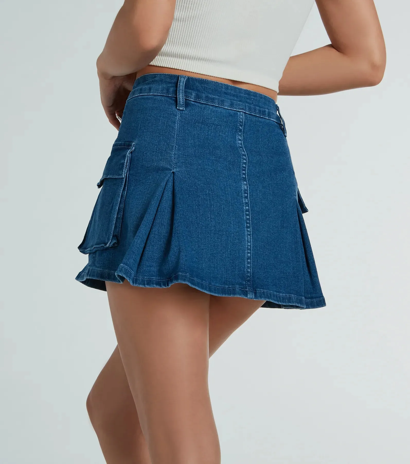 Channel Cute Mid-Rise Pleated Denim Mini Skirt sold by Windsor product image thumbnail 3
