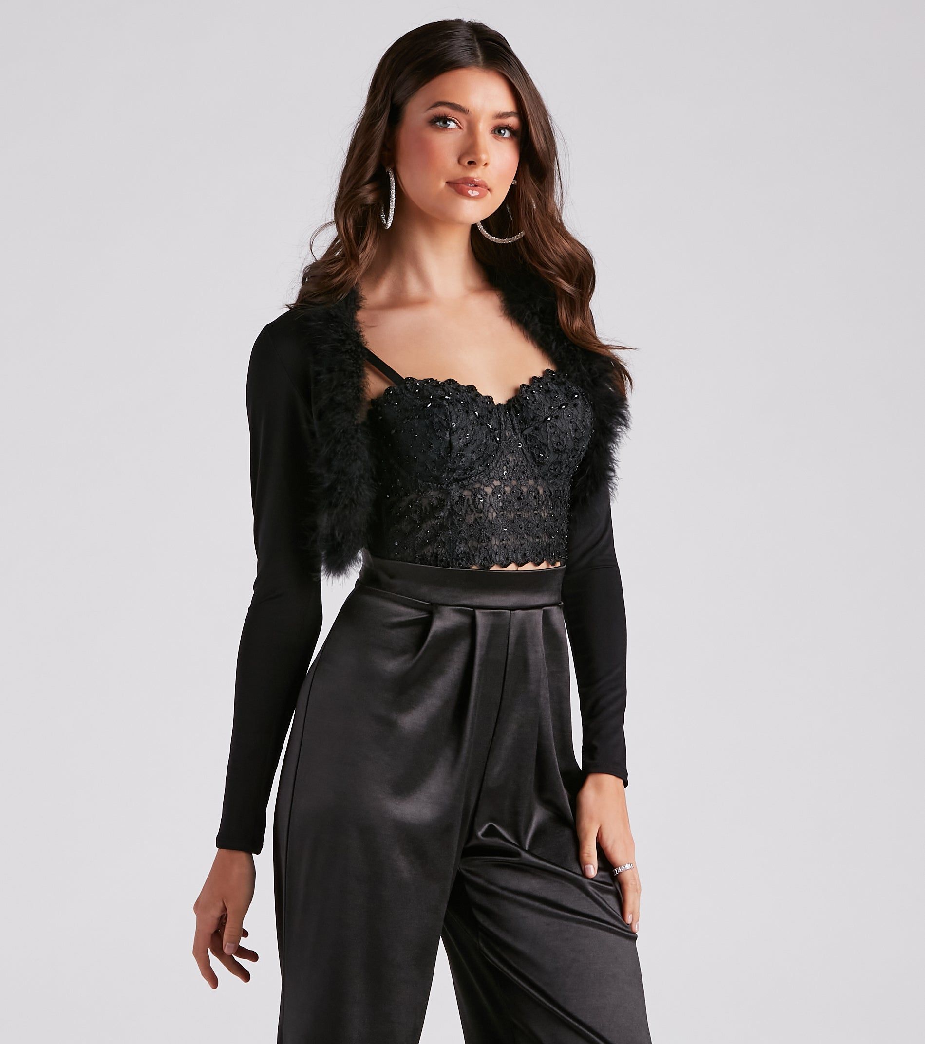 Fancy Vibes Feather Trim Bolero sold by Windsor product image thumbnail 5