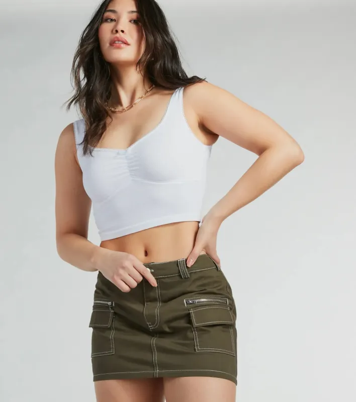 Trendsetting Confidence High Rise Cargo Mini Skirt sold by Windsor