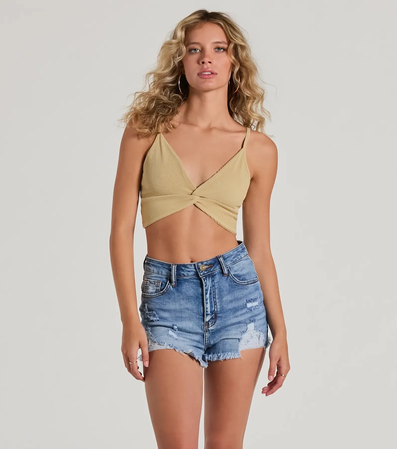 Daily Cute Vibe Twist V-Neck Crop Top sold by Windsor product image thumbnail 5