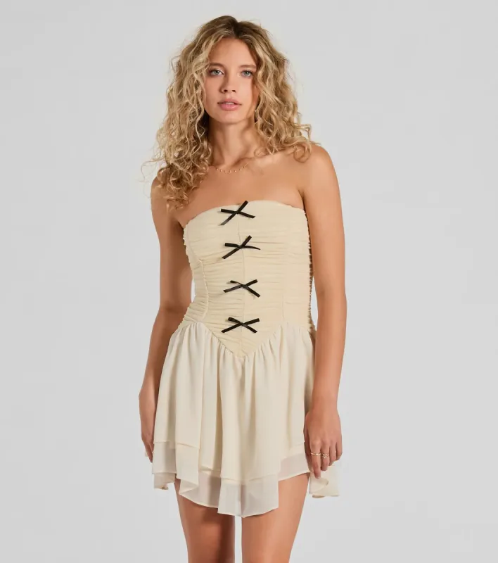 Prettiest Pick Strapless Bow A-Line Mini Dress sold by Windsor