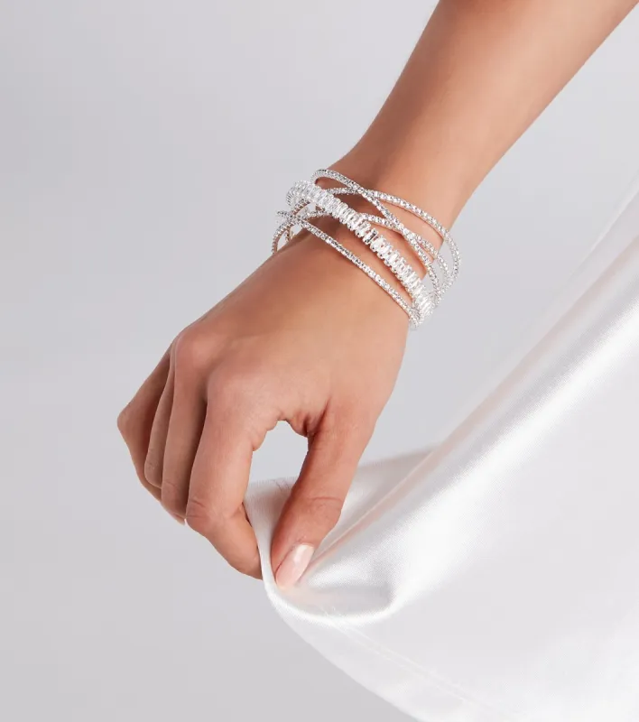 Feelin' Luxe Rhinestone Criss-Cross Cuff Bracelet sold by Windsor