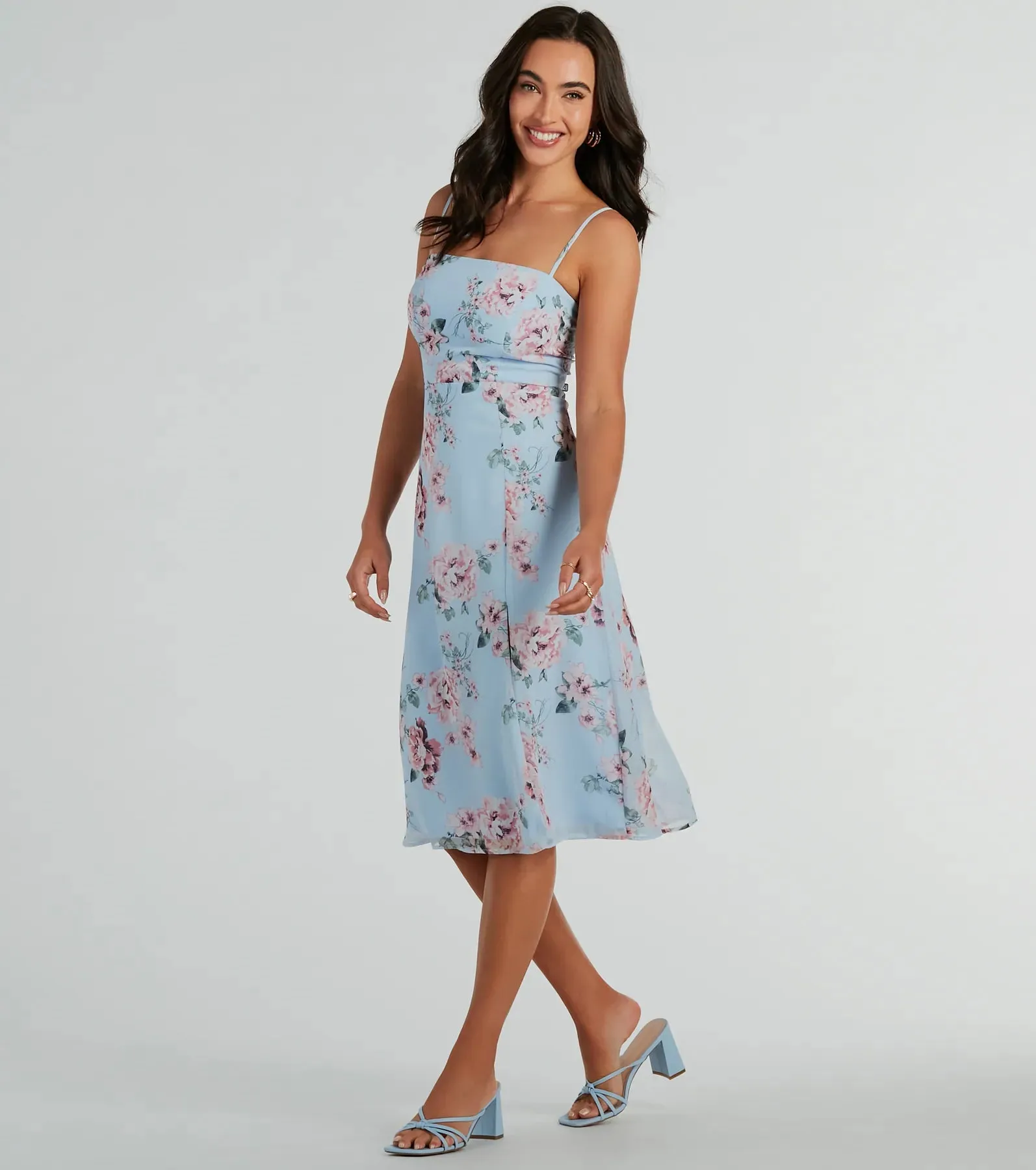 Floral Beauty Chiffon A-Line Midi Dress sold by Windsor product image thumbnail 4