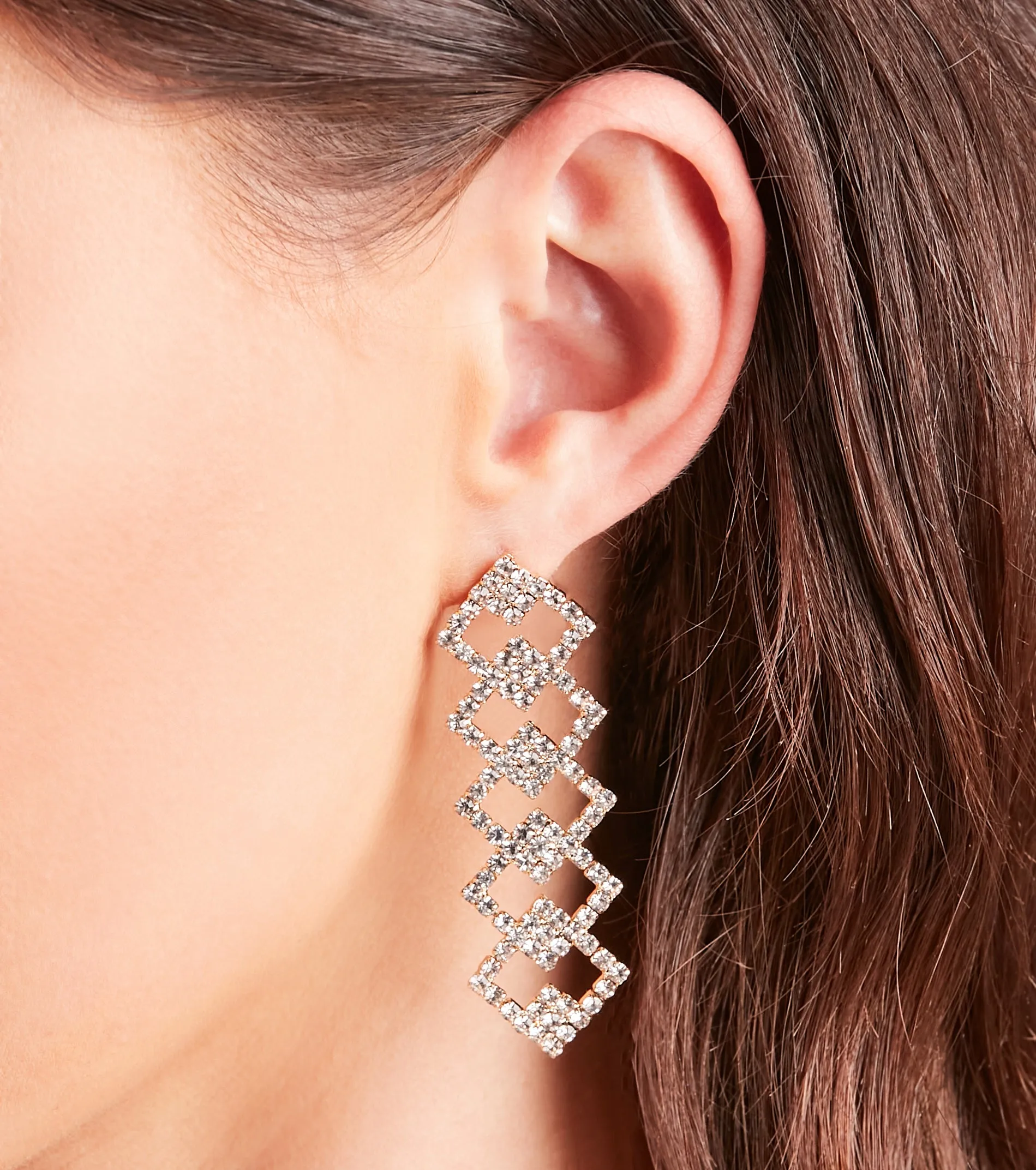 Fancy Vibes Diamond Rhinestone Duster Earrings sold by Windsor product image thumbnail 4