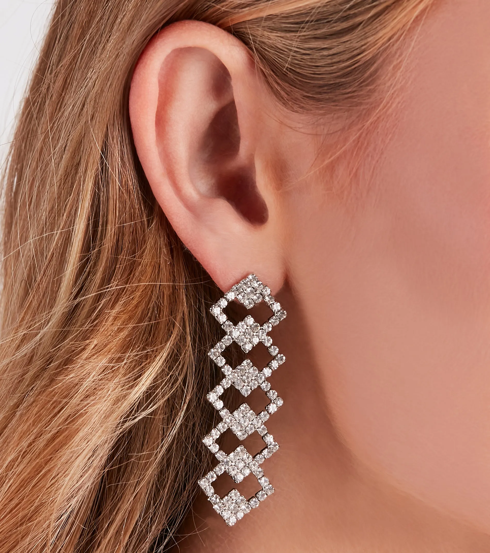 Fancy Vibes Diamond Rhinestone Duster Earrings sold by Windsor