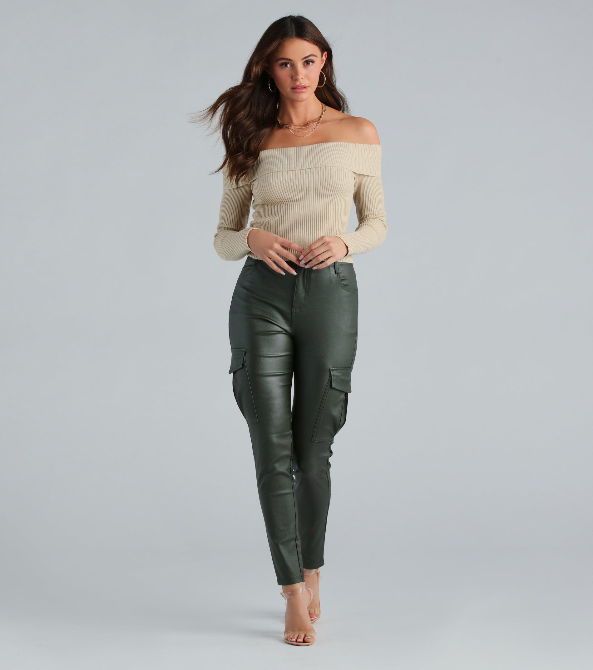 PLACEHOLDER - Casually Elevated Faux Leather Cargo Pants sold by Windsor product image thumbnail 3