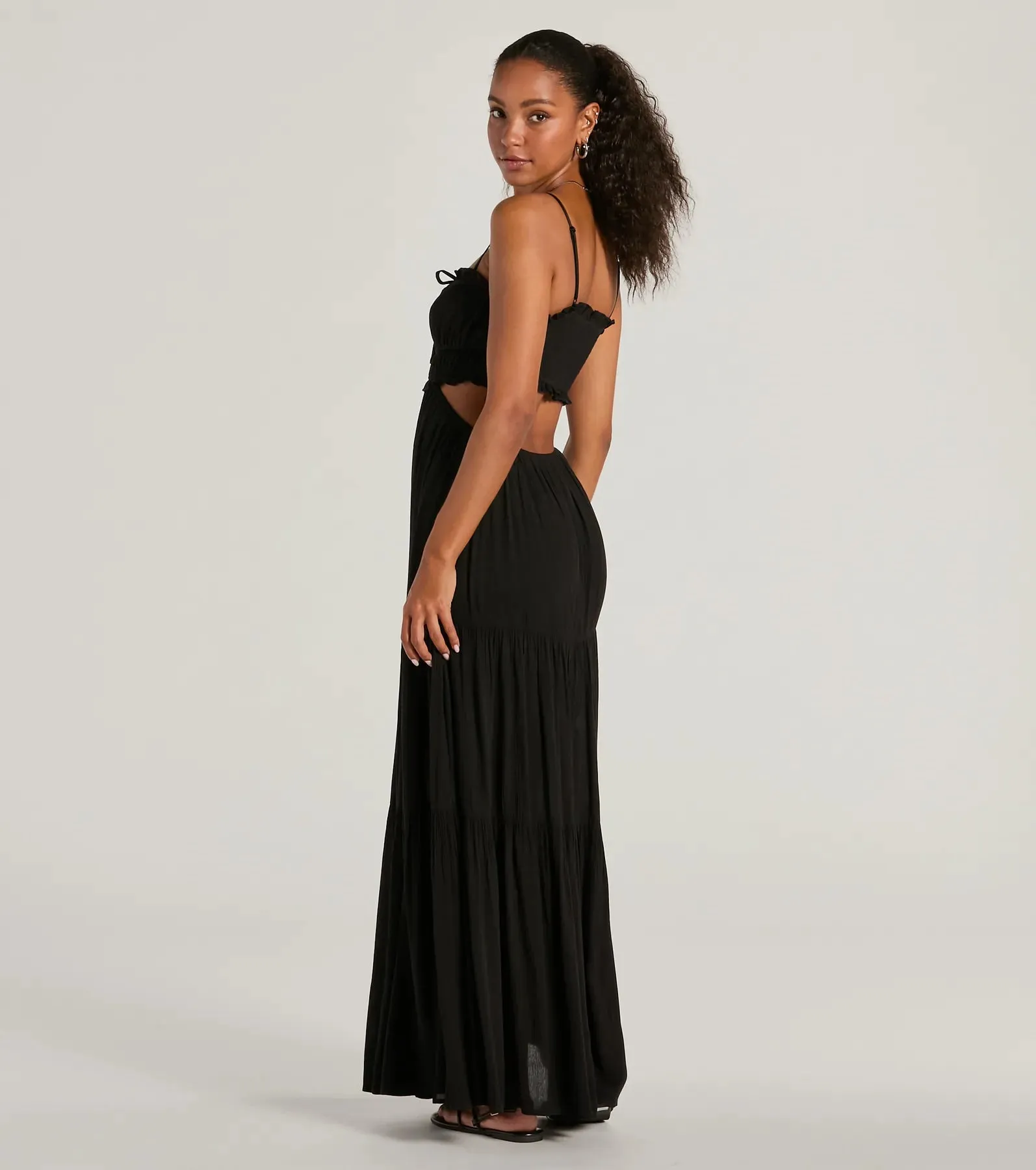 Breezy Look Ruffled Cutout Woven Maxi Dress sold by Windsor product image thumbnail 2