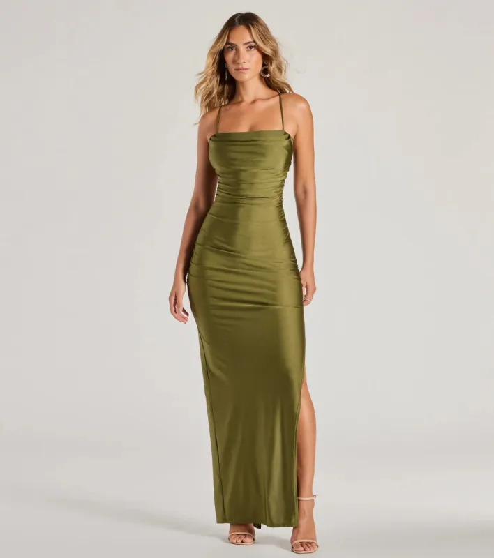 Millie Lace-Up Slim Long Formal Dress sold by Windsor