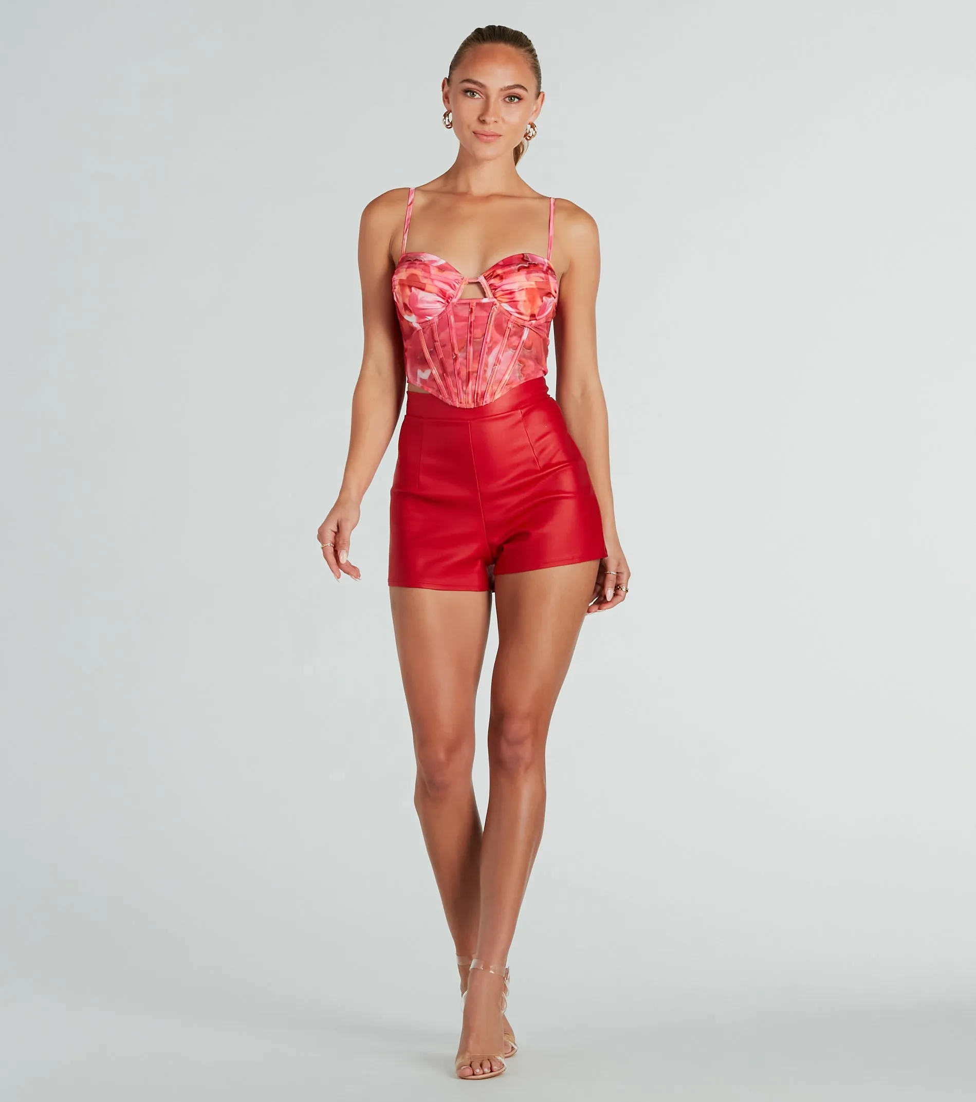 Sunset View Satin Abstract Mesh Corset Top sold by Windsor product image thumbnail 4