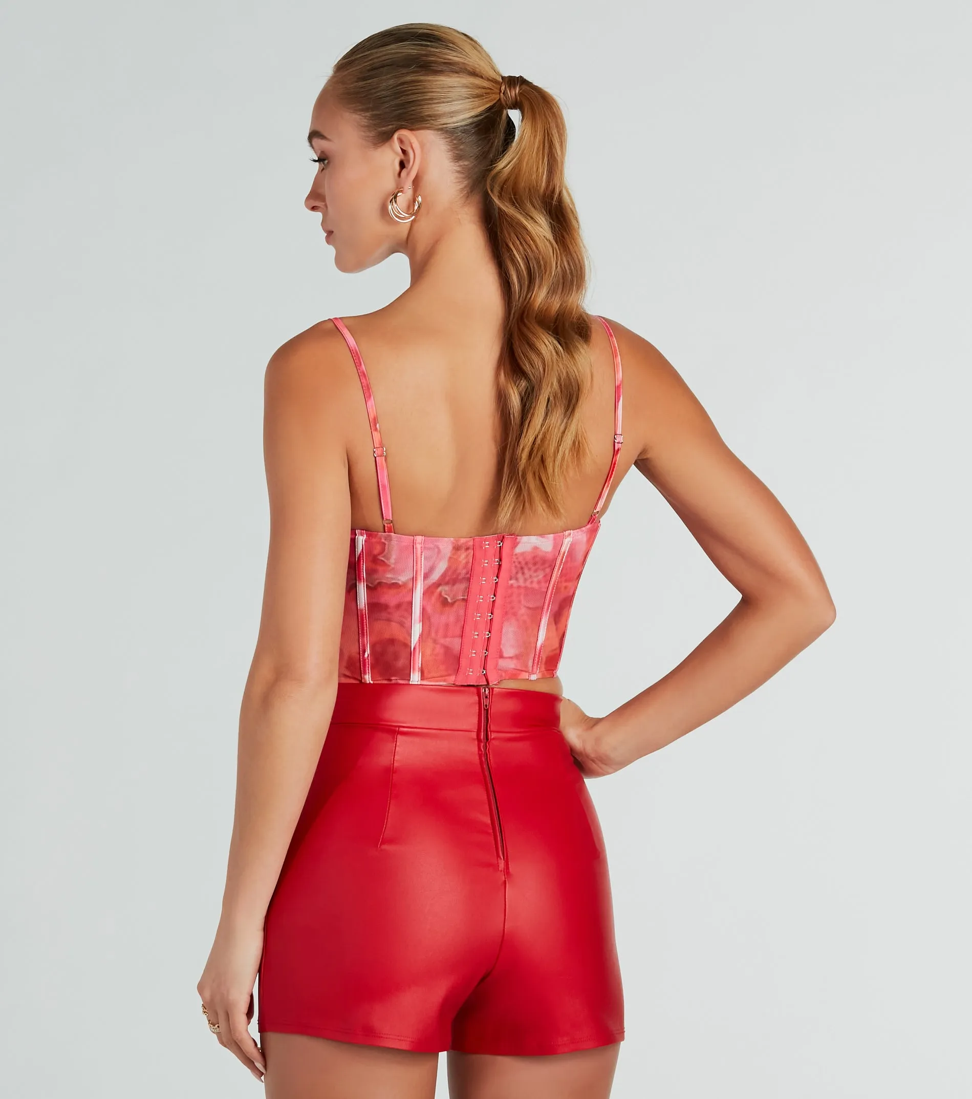 Sunset View Satin Abstract Mesh Corset Top sold by Windsor product image thumbnail 2