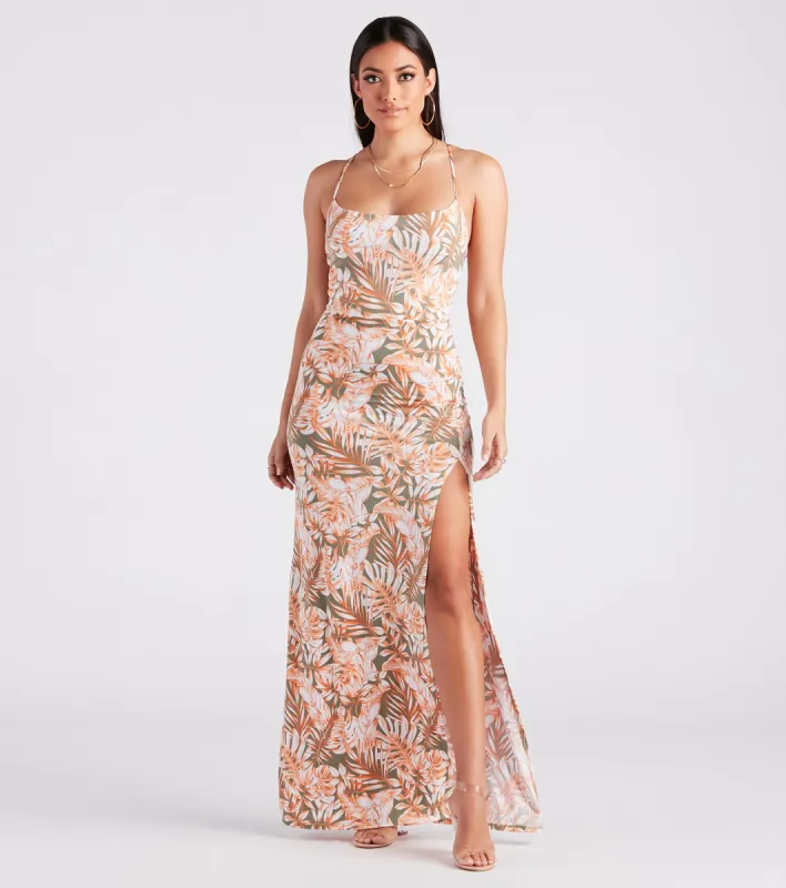 Getaway Bound Tropical Cowl Neck Maxi Dress sold by Windsor
