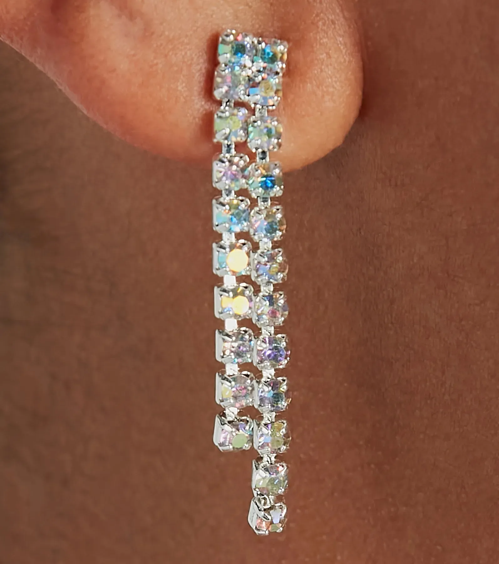 Glam Iridescent Rhinestone Necklace And Earrings Set sold by Windsor product image thumbnail 2