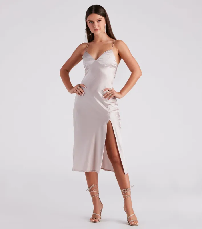 Rendezvous In Satin Slip Midi Dress sold by Windsor