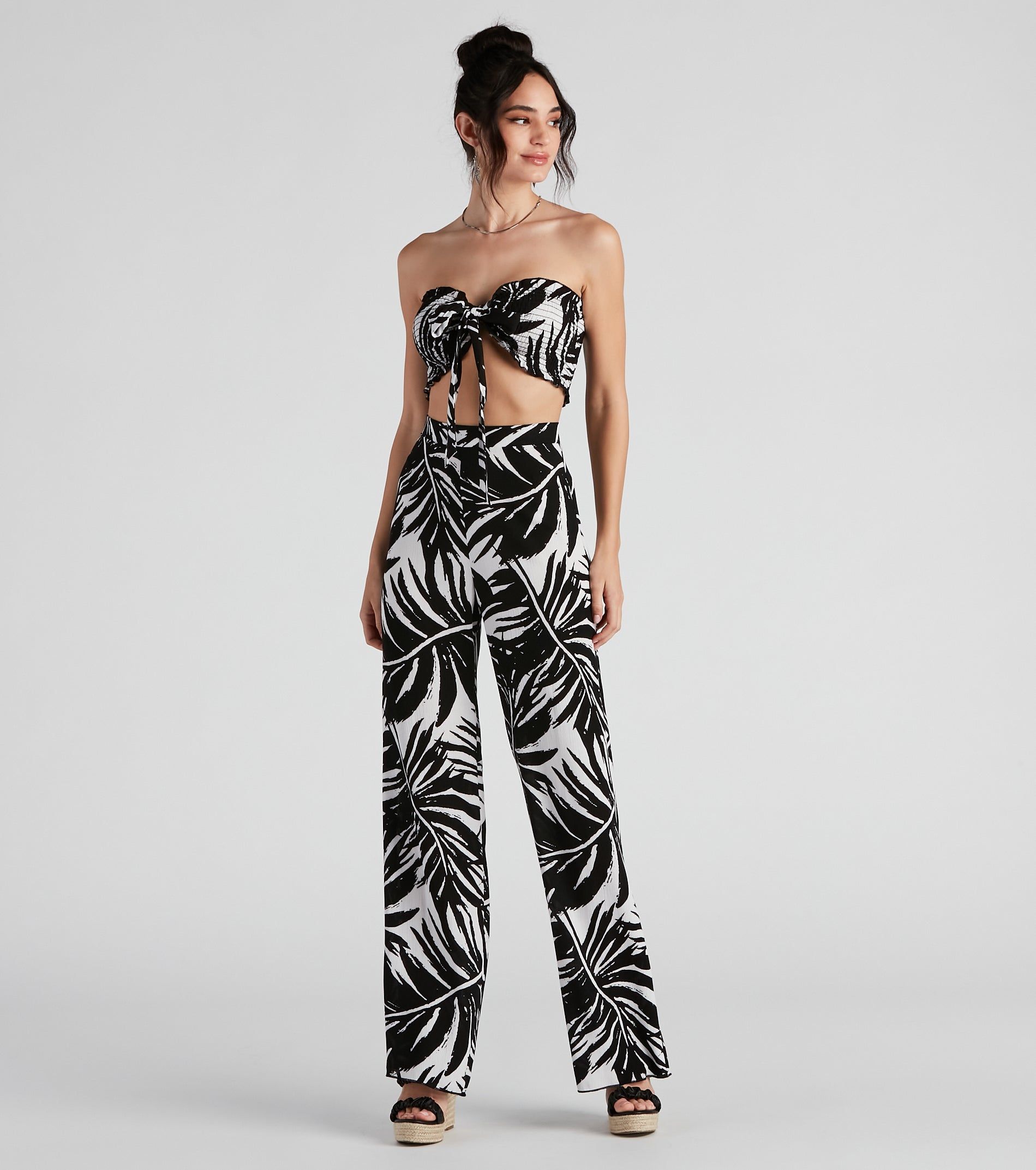 Sandy Beaches Palm Wide-Leg Pants sold by Windsor