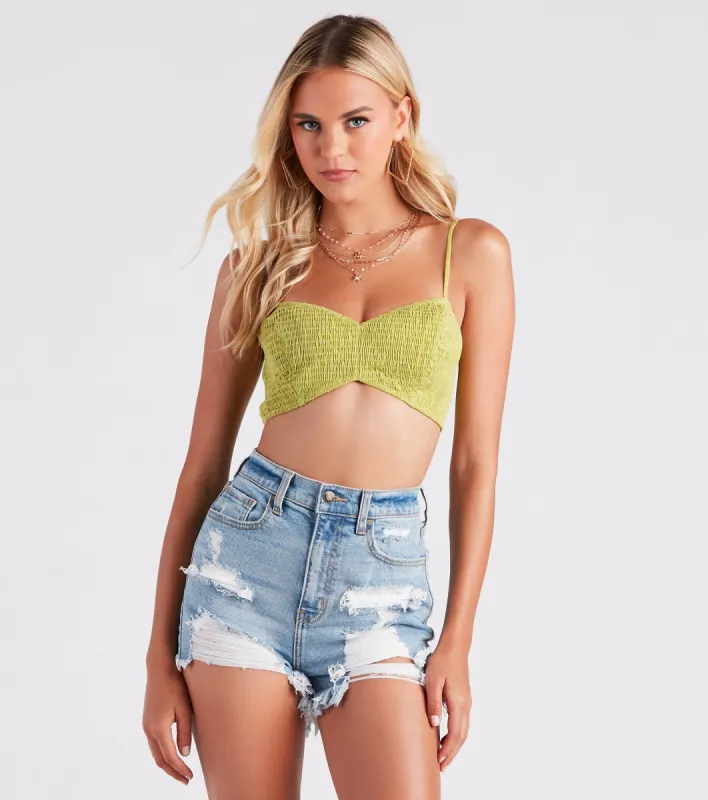 Beachside Beauty Smocked Bra Top sold by Windsor
