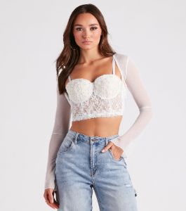 Sheer Mesh Flared Sleeve Bolero sold by Windsor