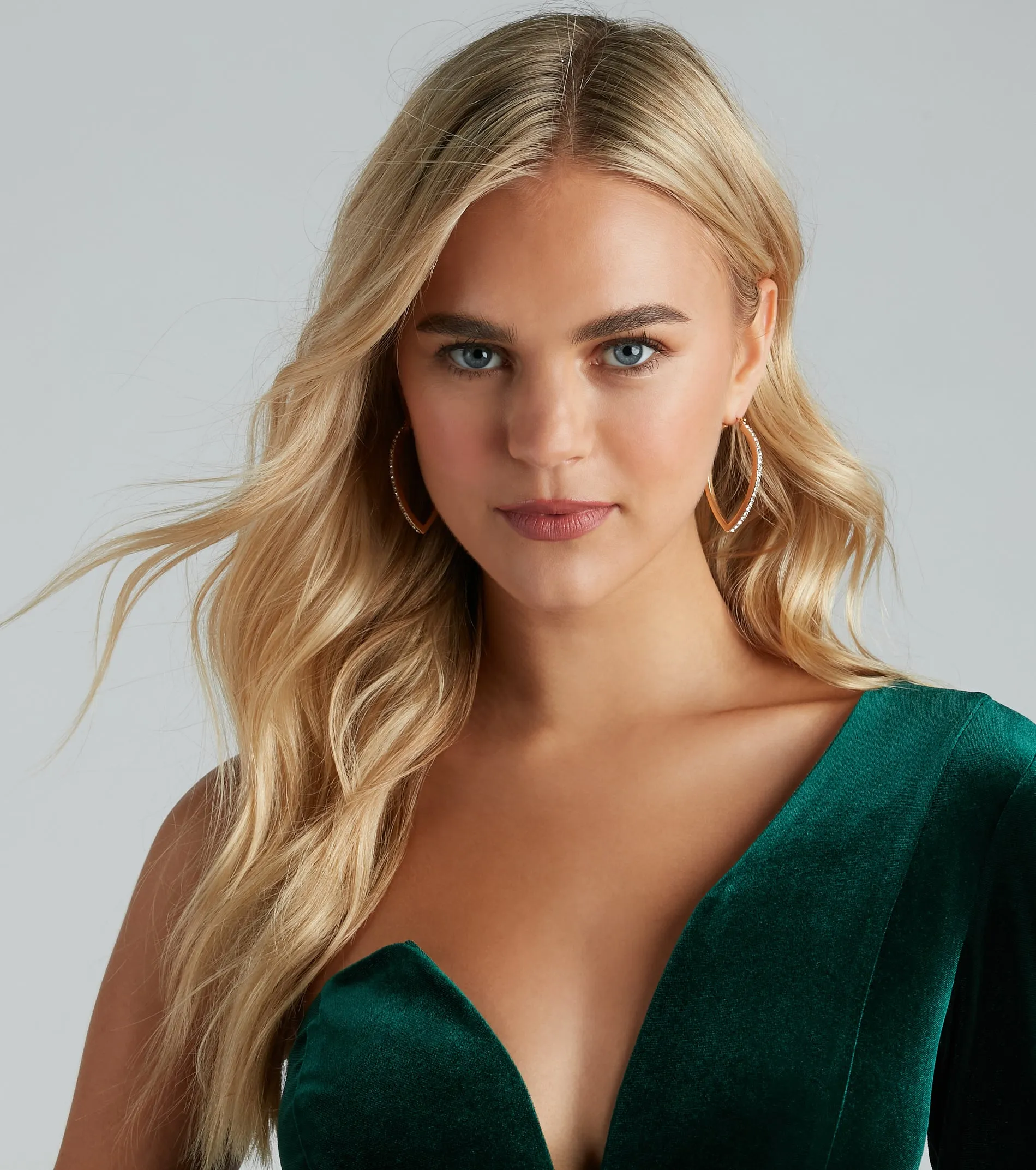 Sleek Sparkle Rhinestone Oval Hoop Earrings sold by Windsor product image thumbnail 2