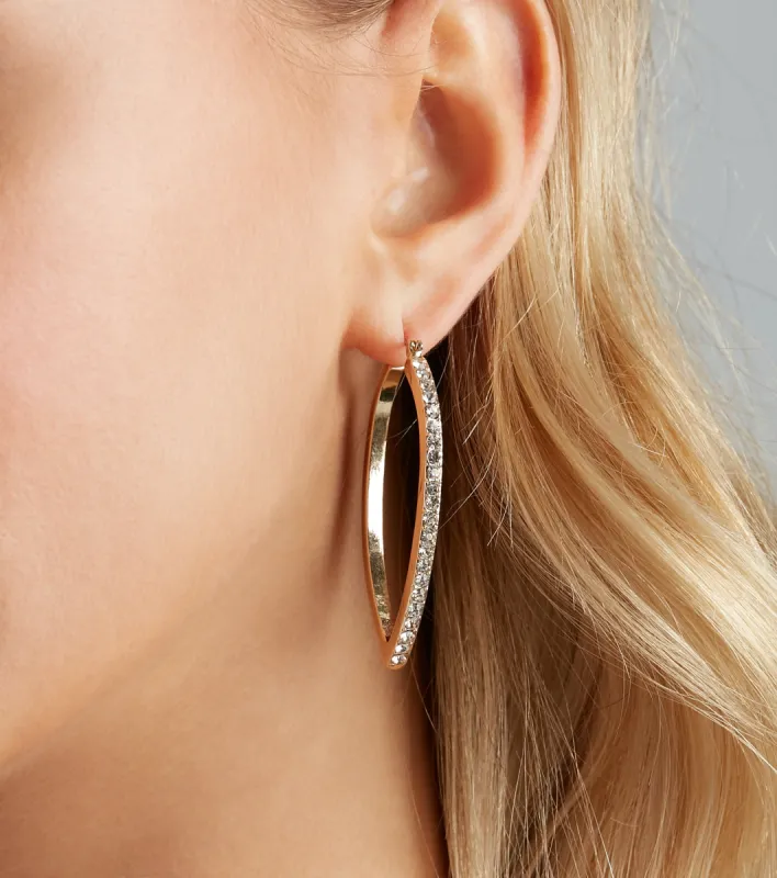 Sleek Sparkle Rhinestone Oval Hoop Earrings sold by Windsor