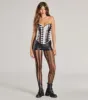 Anti-Hero Babe Checkered Diamond Strapless Corset Top sold by Windsor