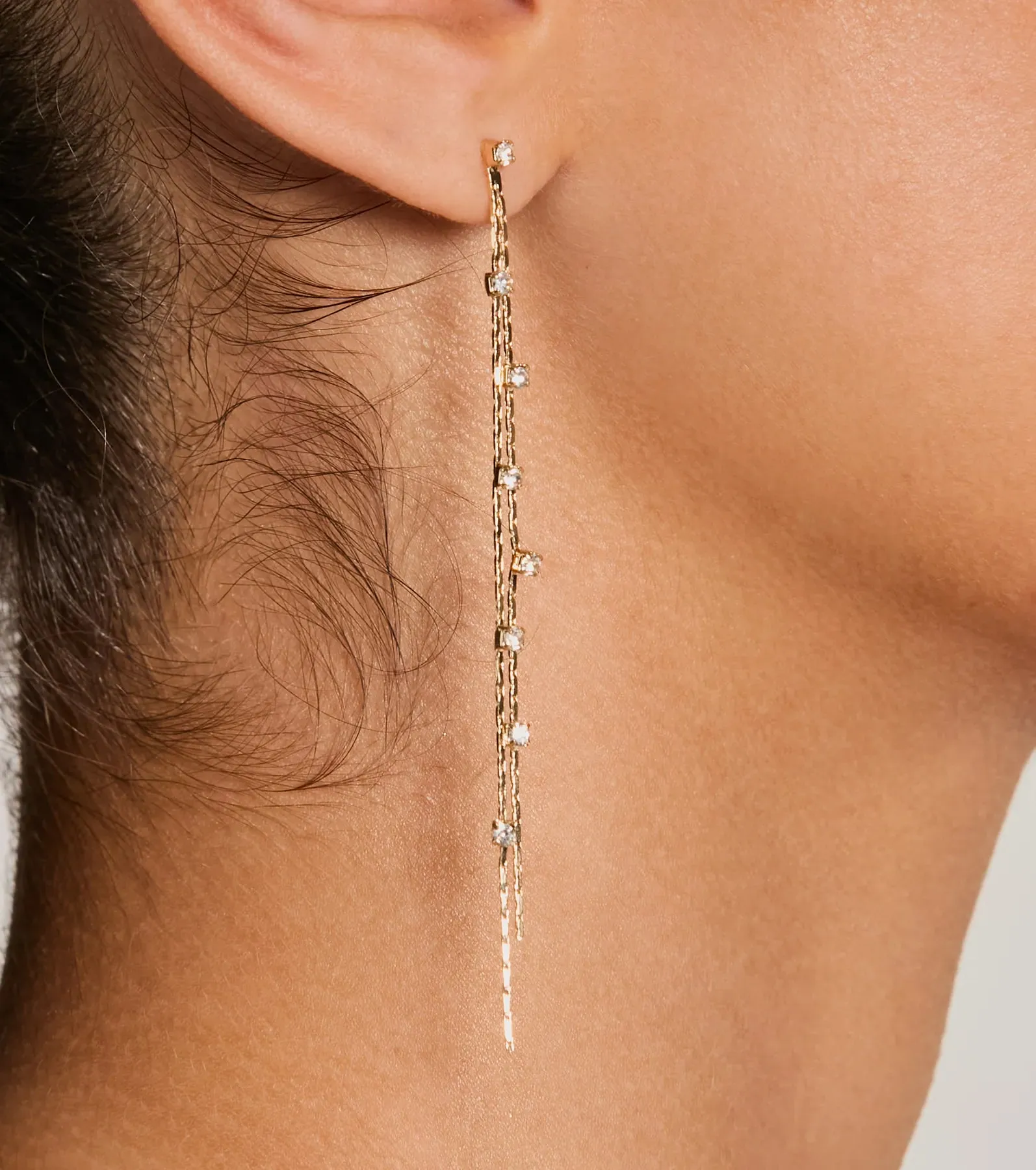 Dainty Glamour Rhinestone Linear Earrings sold by Windsor product image thumbnail 2