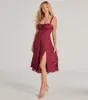 Delightful Impact Corset Slit Chiffon Midi Dress sold by Windsor