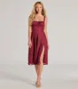 Delightful Impact Corset Slit Chiffon Midi Dress sold by Windsor