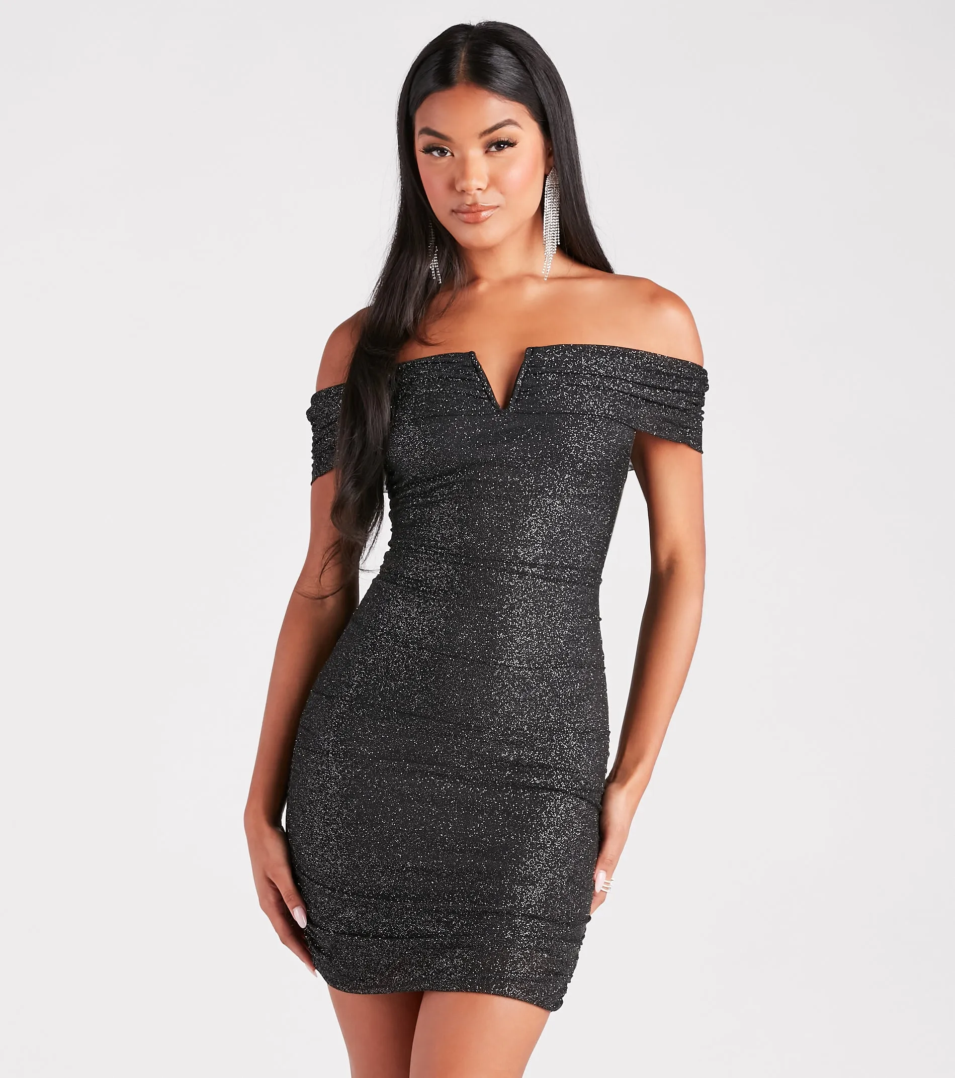 City Girl Glitter Off-The-Shoulder Dress sold by Windsor