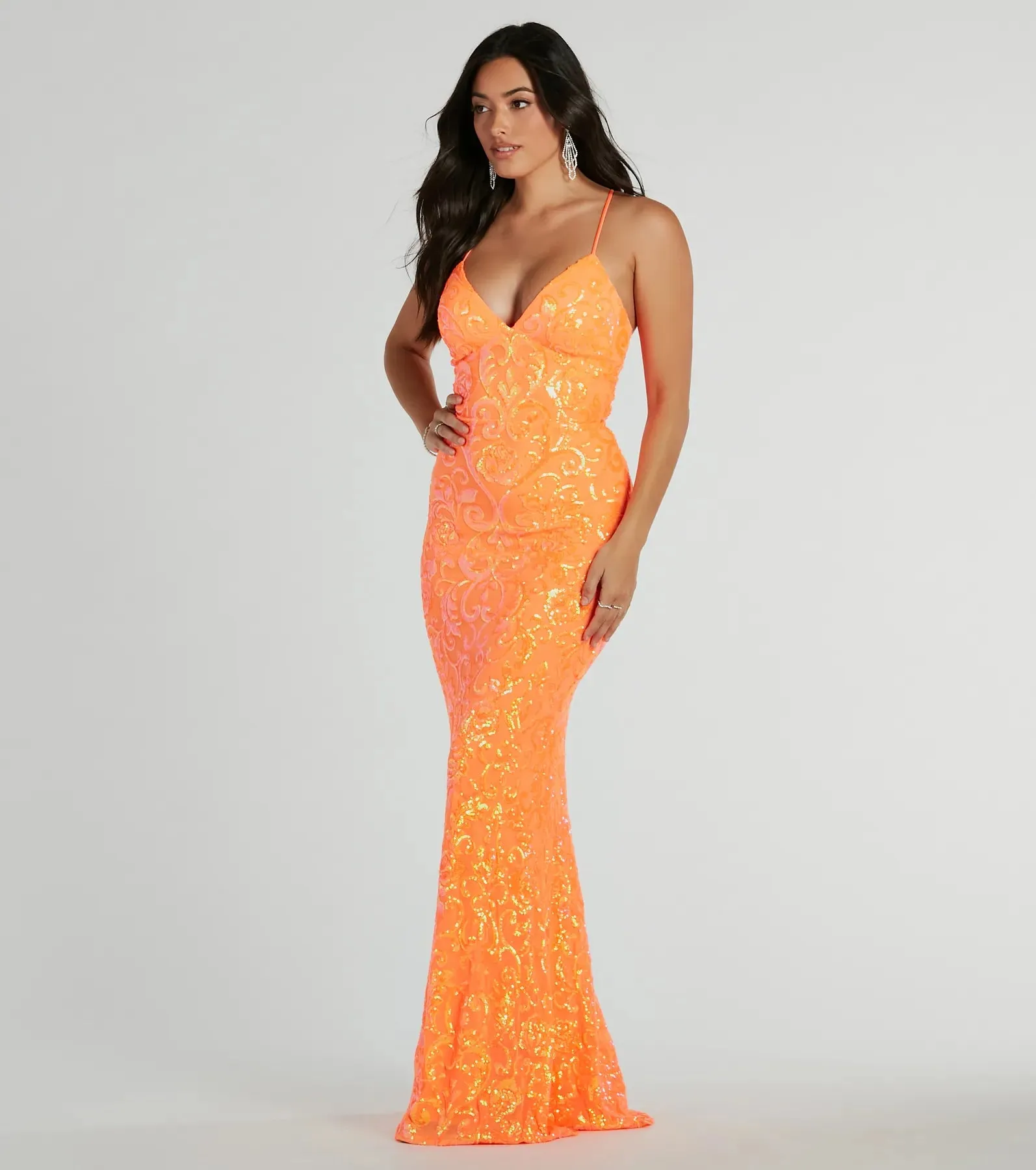 Cynthia Lace Up Mermaid Sequin Formal Dress sold by Windsor product image thumbnail 4