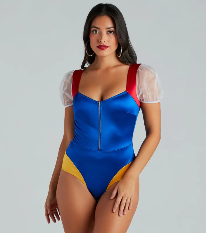Enchanted Princess Puff Sleeve Satin Bodysuit sold by Windsor