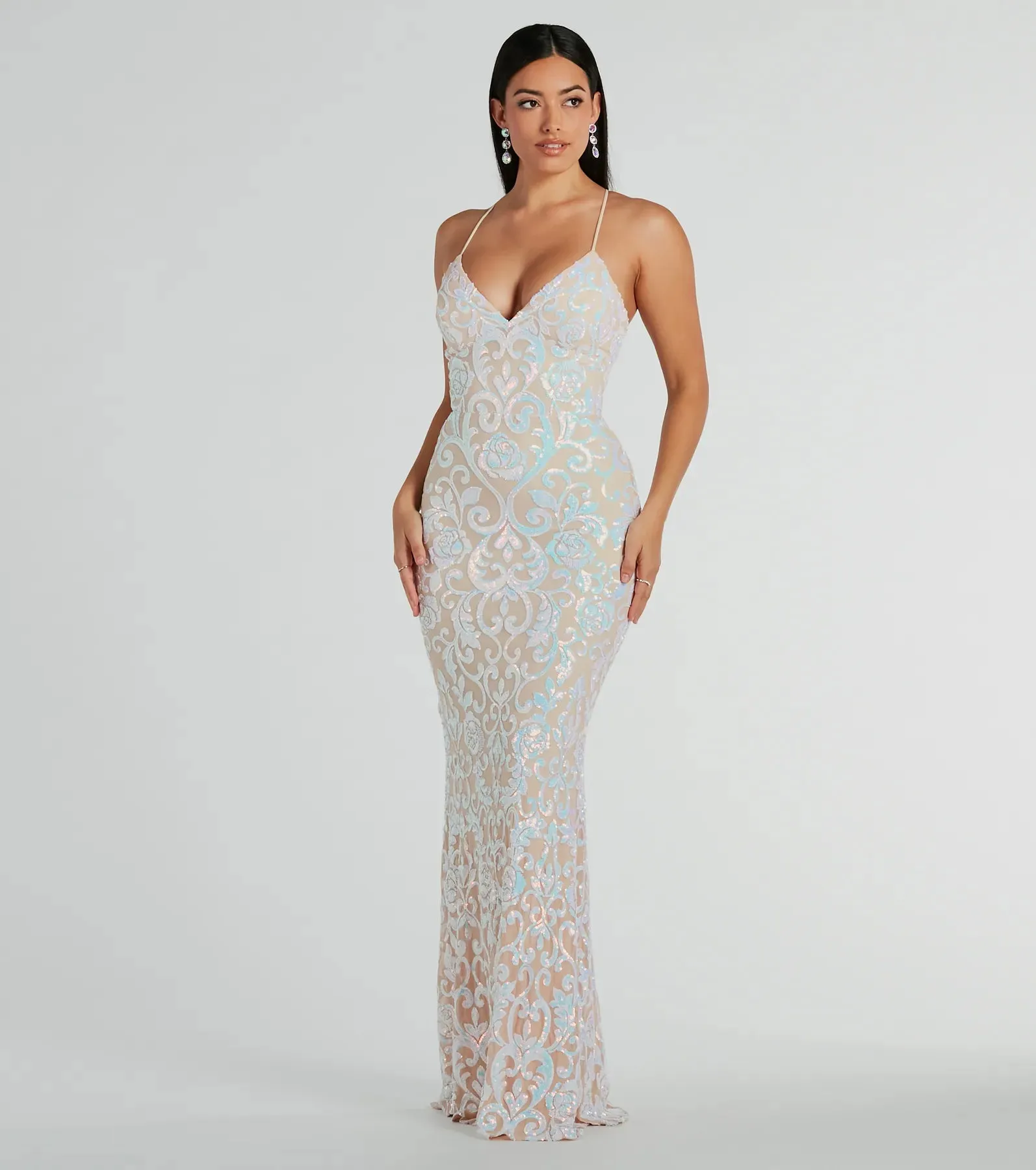 Cynthia Lace Up Mermaid Sequin Formal Dress sold by Windsor product image thumbnail 5