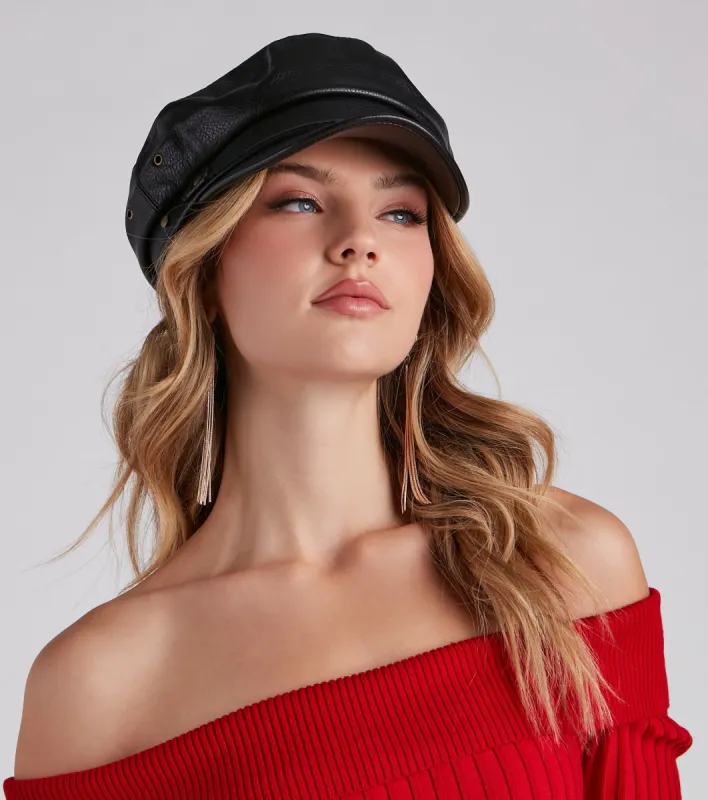 Major Chic Moves Faux Leather Cabbie Hat sold by Windsor
