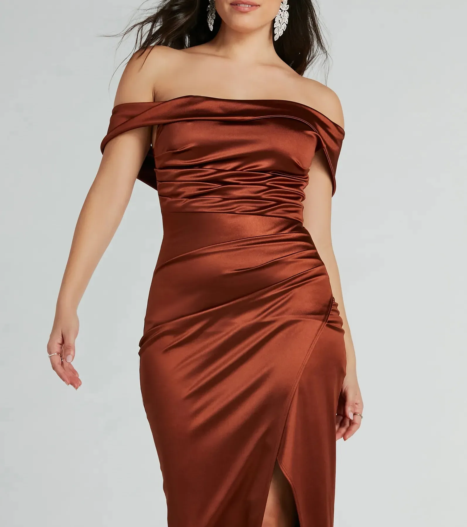 Maeva Formal Satin Off-The-Shoulder Dress sold by Windsor product image thumbnail 3