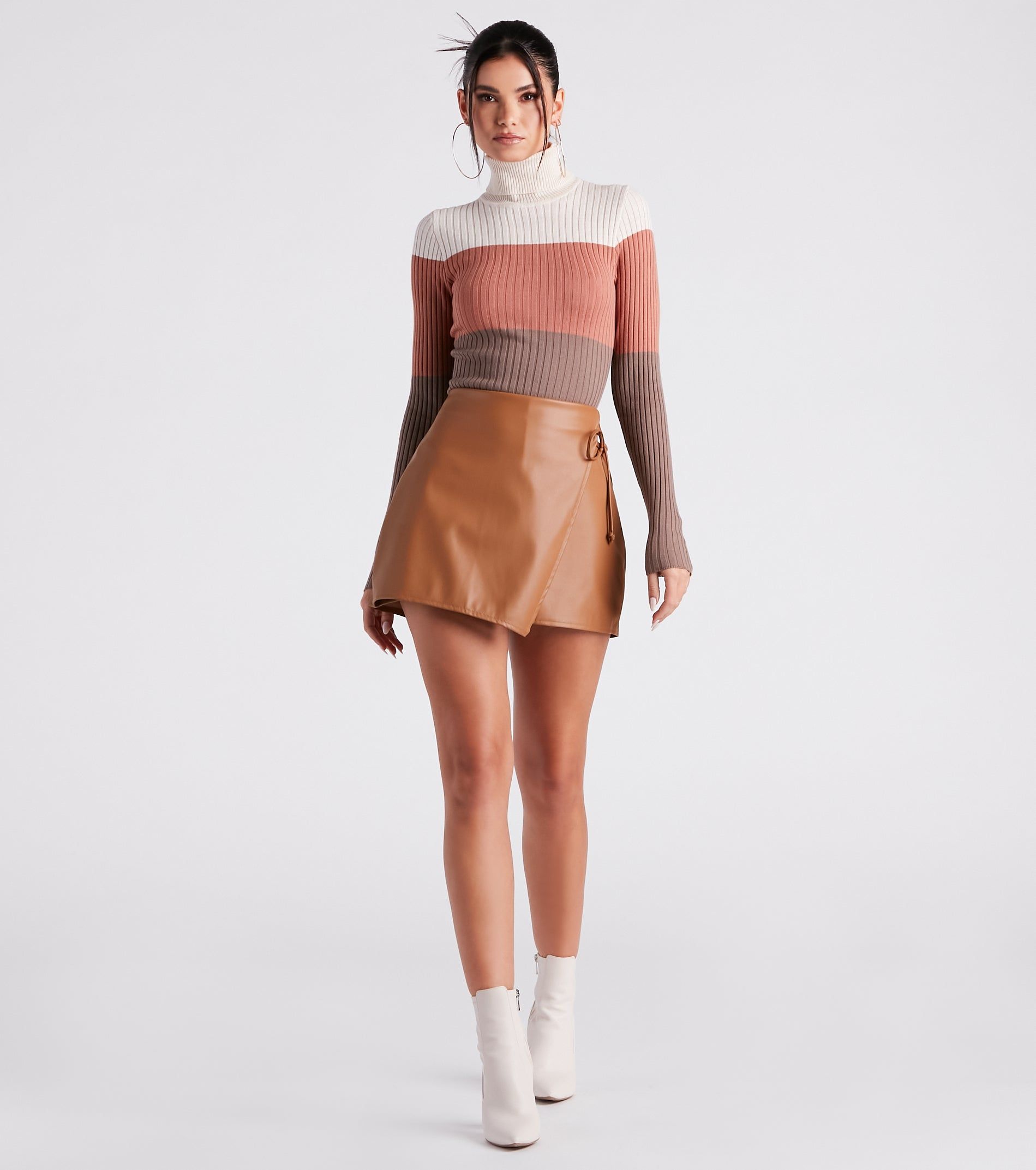 Trendsetter Life Faux Leather Skort sold by Windsor