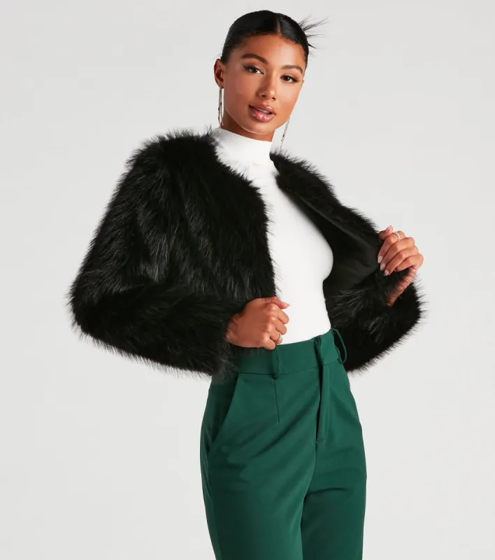 PLACEHOLDER - Style Diva Faux Fur Crop Jacket sold by Windsor
