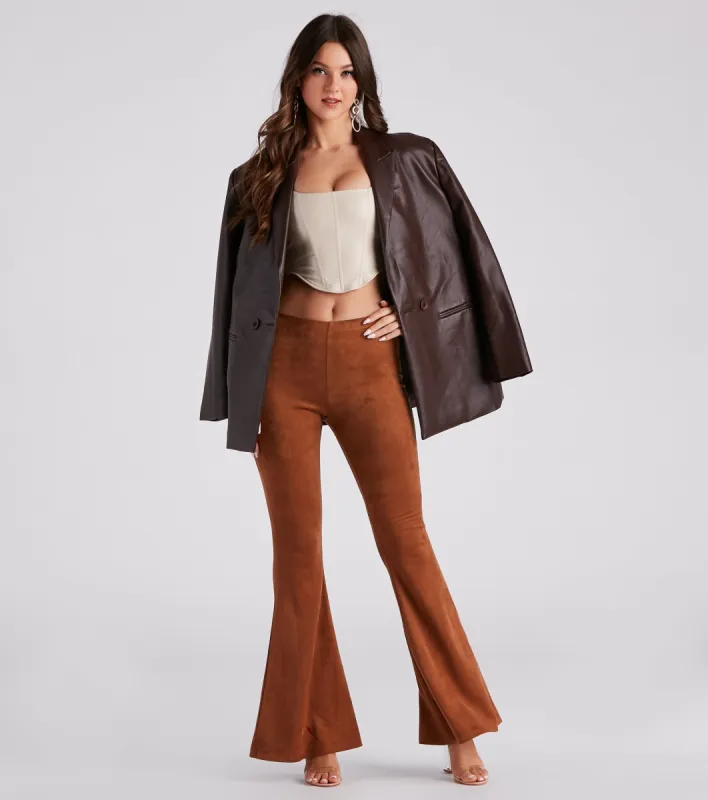Stylish Pick Faux Suede Flare Pants sold by Windsor