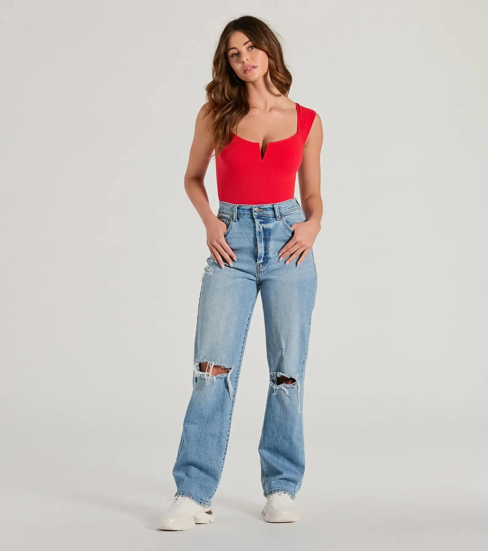 Flirty Does It Square Neck Rib Knit Bodysuit sold by Windsor product image thumbnail 3