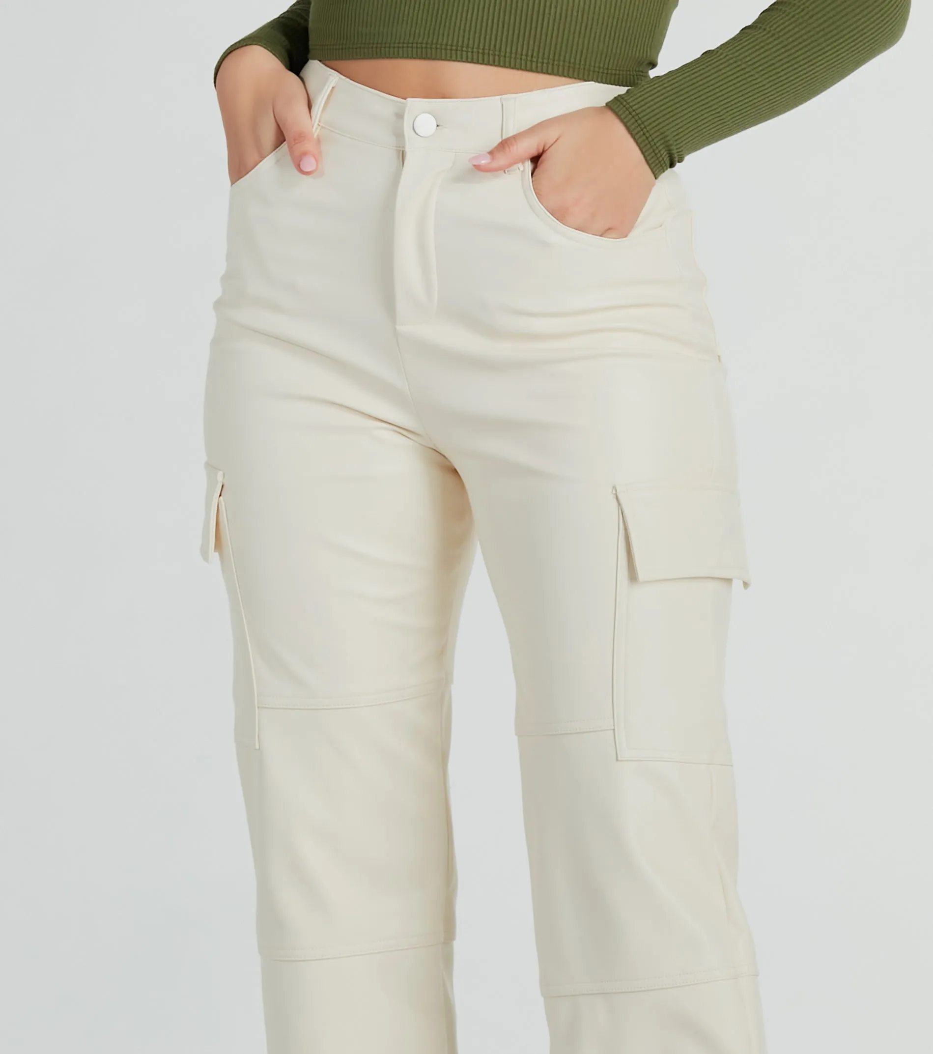 Sleek Straight-Leg Faux Leather Cargo Pants sold by Windsor product image thumbnail 4