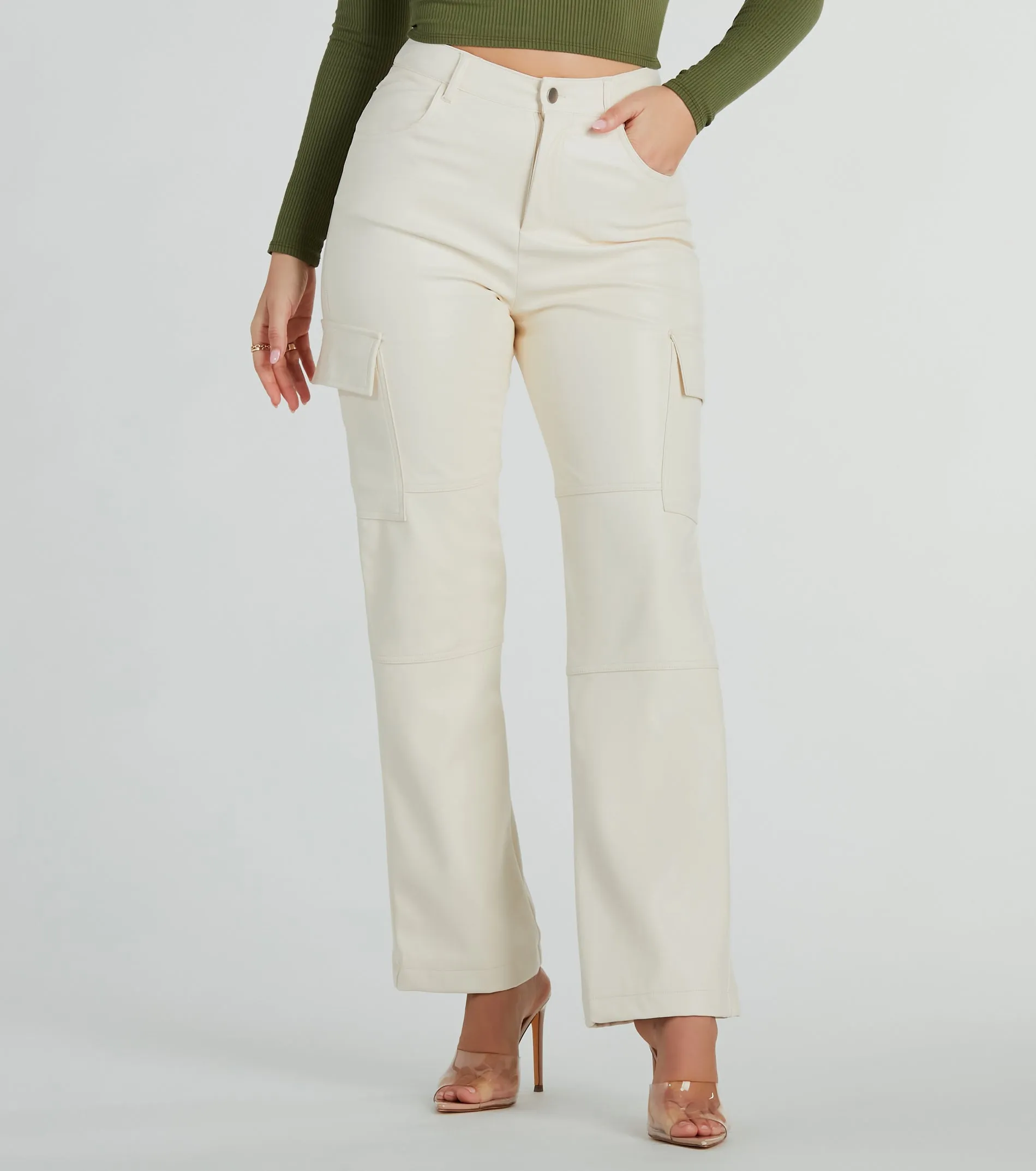 Sleek Straight-Leg Faux Leather Cargo Pants sold by Windsor product image thumbnail 3