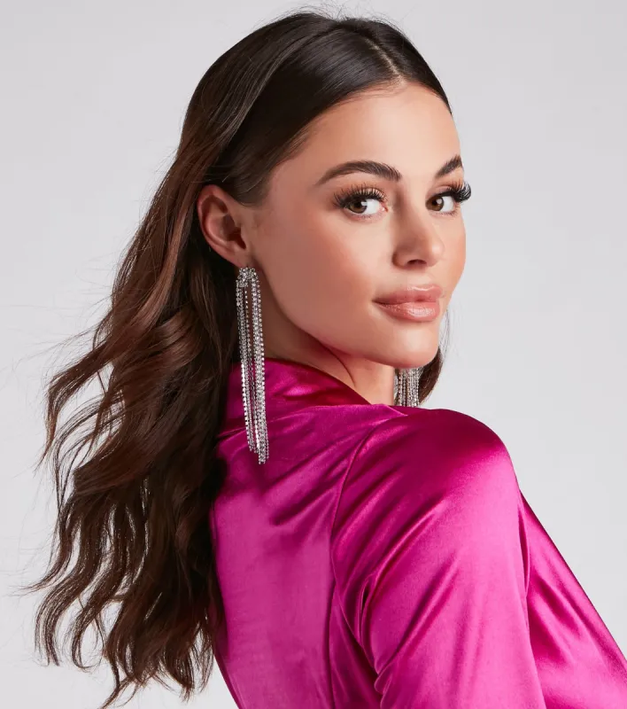 Glam Rep Rhinestone Fringe Earrings sold by Windsor