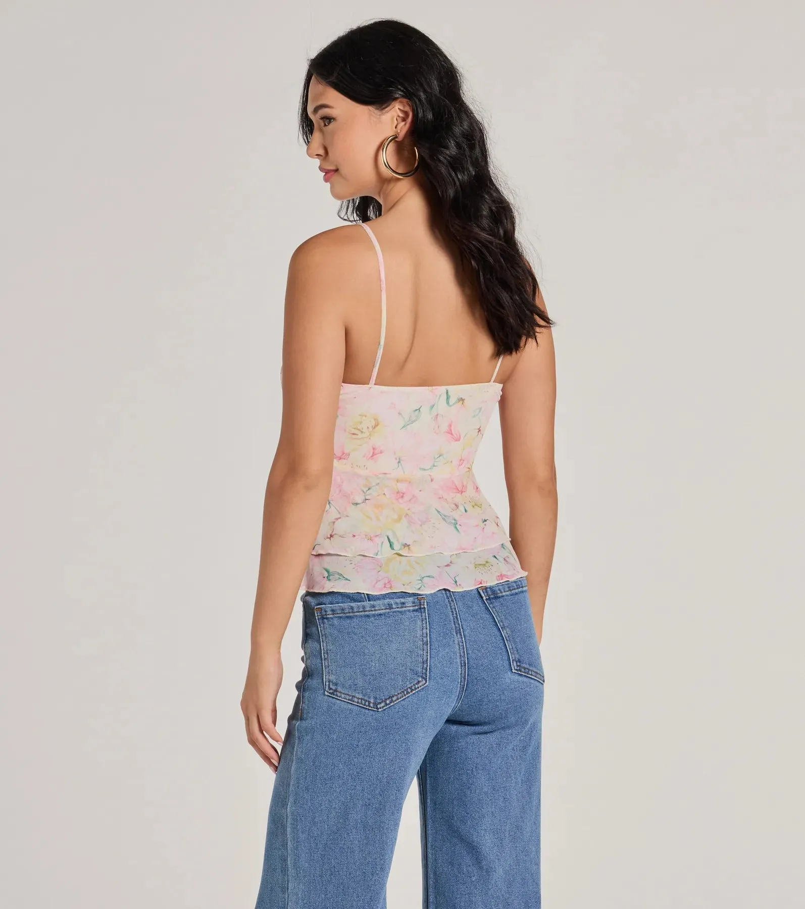 Flirty Ruffled Floral Mesh Lace Trim Top sold by Windsor product image thumbnail 2