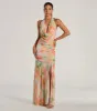 Bohemain Charm Halter Open Back Tie Dye Maxi Dress sold by Windsor
