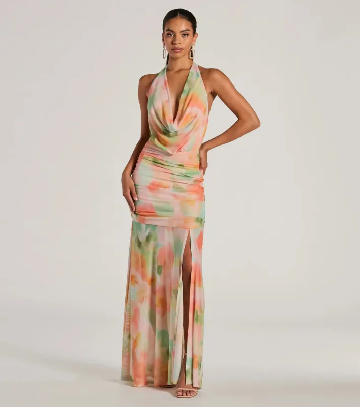 Bohemain Charm Halter Open Back Tie Dye Maxi Dress sold by Windsor